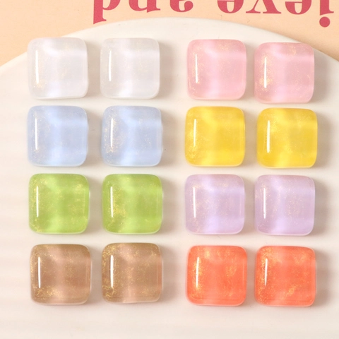 Cabochon Quadrati Piccoli in Resina Glitter Trama a Onde Colori Macaron Materiali per Gioielli Fai da Te Custodie Telefoni