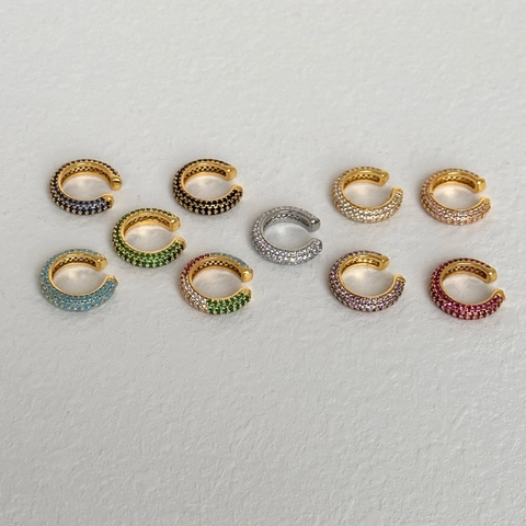 18K Vergoldete Messing Zirkonia Ohrklemme Für Damen Minimalistische Mikro-Eingelegter C-Förmig Ohrring Modeschmuck