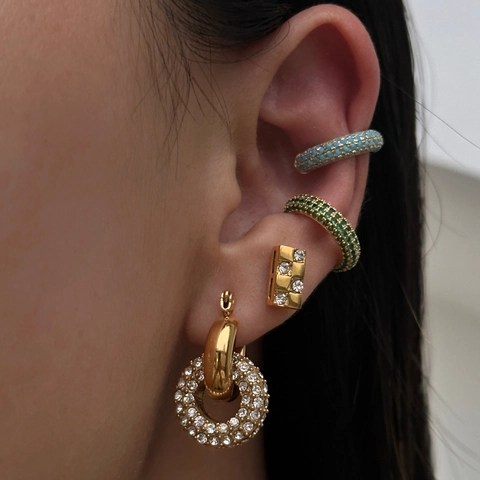 18K Vergoldete Messing Zirkonia Ohrklemme Für Damen Minimalistische Mikro-Eingelegter C-Förmig Ohrring Modeschmuck