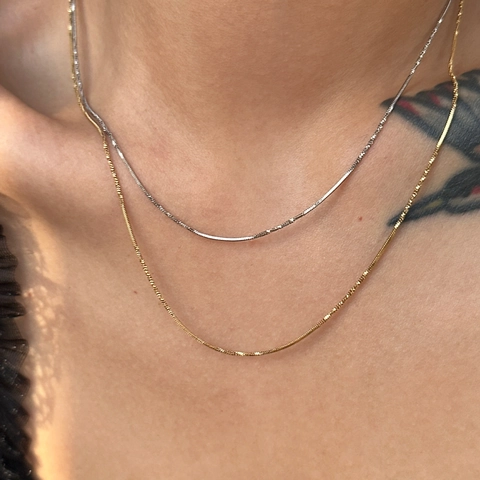 18K Gold Plated Stainless Steel Snake Chain Necklace For Women Minimalist Twisted Flat Chain Necklaces Jewelry Gift