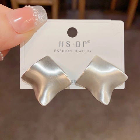 Minimalist Rhombus Stud Earrings Brushed Metal Finish Copper Jewelry With 925 Sterling Silver Earring Post For Women Daily Commute Accessory