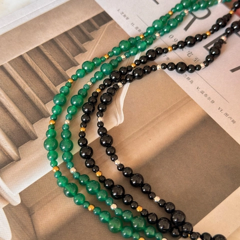 Vintage Titanium Steel Beaded Necklace Bracelet Set Agate Twisted Chain Bow Style Elegant Fashion Jewelry For Women Gift