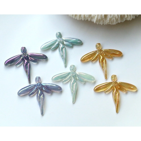 Aurora AB Farbe Harz Fee Elf Anhänger Französisch Vintage Libellenflügel Charms Für DIY Ohrringe Halskette Schmuckherstellung Material
