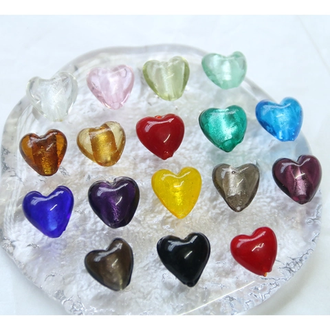Herzförmige Lampwork Glas Lose Perlen Bunte Transparente Herzperlen Für DIY Schmuckherstellung Ohrringe Handyhülle Dekor