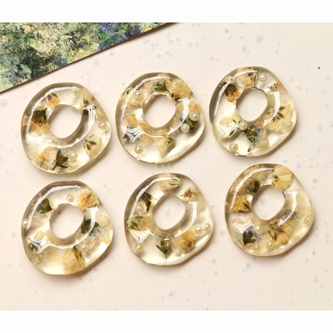 Handgefertigt Harz Trockenblume Künstliche Perle Hohl Ring DIY Schmuckzubehör Für Ohrringe Haarnadeln Anhänger Material