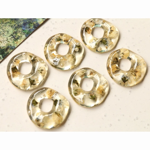 Handgefertigt Harz Trockenblume Künstliche Perle Hohl Ring DIY Schmuckzubehör Für Ohrringe Haarnadeln Anhänger Material
