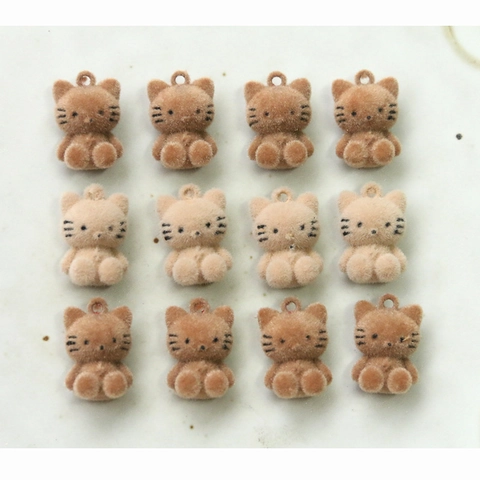 Cute Flocked Cat Stud Earrings Cartoon Animal DIY Jewelry Accessories Flocking Cat Earring For Women Kids Jewelry Making