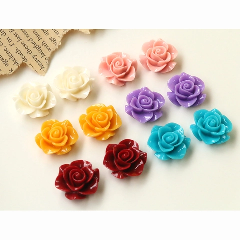 Harz Rosenblüten Cabochons Flachrücken Charms Für DIY Ohrring Haarklammer Handyhülle Dekoration Handgefertigtes Schmuckzubehör