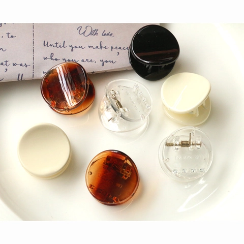 Mini Molletta per Capelli Geometrica Rotonda in Resina Acrilica Motivo Tartarugato per Donna Ragazza Accessorio Styling