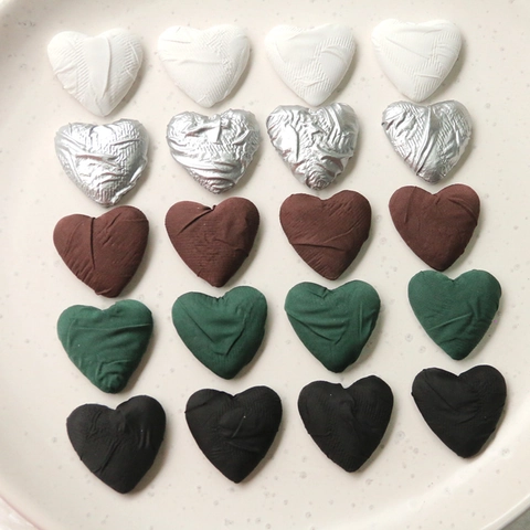 Vintage Heart Shaped Cloth Wrapped Buttons For DIY Jewelry Making Apparel Sewing Accessories Fabric Craft Decoration
