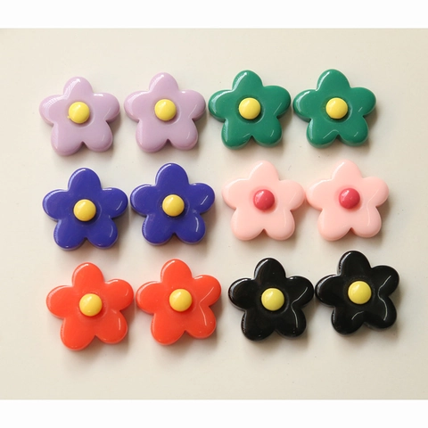 Colorful Resin Five Petal Flower Charms For DIY Earring Hair Clip Phone Case Making Sweet Floral Craft Accessories