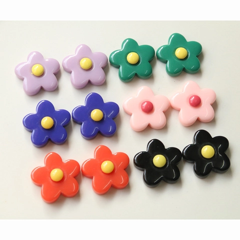 Colorful Resin Five Petal Flower Charms For DIY Earring Hair Clip Phone Case Making Sweet Floral Craft Accessories