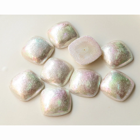 Toppa DIY in Resina di Perla Artificiale Stropicciata Quadrata AB Cangiante per Orecchini Fermagli Capelli Decorazione