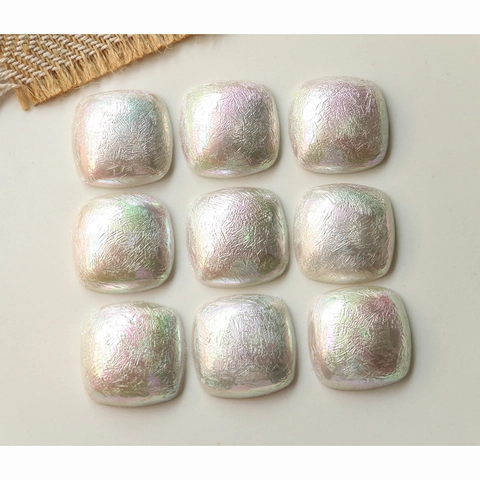 Toppa DIY in Resina di Perla Artificiale Stropicciata Quadrata AB Cangiante per Orecchini Fermagli Capelli Decorazione