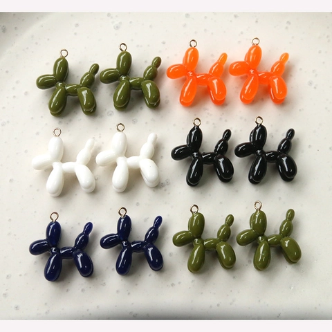 Cute 3D Balloon Dog Charms DIY Resin Pendants For Jewelry Making Hair Accessories Phone Case Decoration Modern Art Style