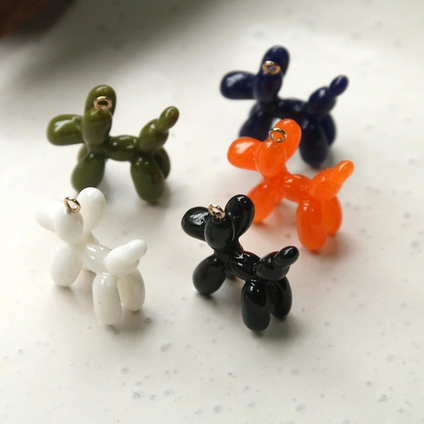 Cute 3D Balloon Dog Charms DIY Resin Pendants For Jewelry Making Hair Accessories Phone Case Decoration Modern Art Style