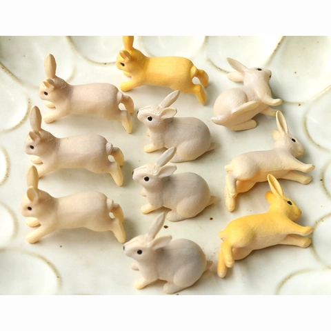 Cute Cartoon 3D Rabbit Miniature Figurines DIY PVC Resin Charms For Phone Case Hairpin Jewelry Making Animal Decor Materials