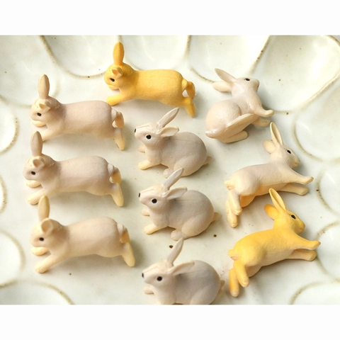 Cute Cartoon 3D Rabbit Miniature Figurines DIY PVC Resin Charms For Phone Case Hairpin Jewelry Making Animal Decor Materials