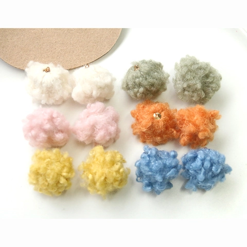 Plush Fur Ball DIY Jewelry Pendants Faux Lamb Wool Pom Pom With Alloy Loop For Earring Hairclip Phone Case Making Accessories