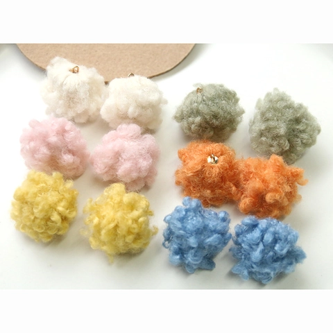 Plush Fur Ball DIY Jewelry Pendants Faux Lamb Wool Pom Pom With Alloy Loop For Earring Hairclip Phone Case Making Accessories