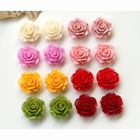 Japanese Showa Style Resin Rose Flower Patches DIY Craft Cabochons For Earrings Hair Clips Phone Case Decoration Multiple Colors