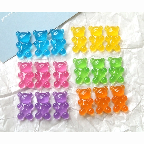 Simpatici Ciondoli a Forma di Orsetto Gommoso in Resina Kawaii Color Caramella Per Orecchini DIY Fermagli Decorazione Custodia Telefono
