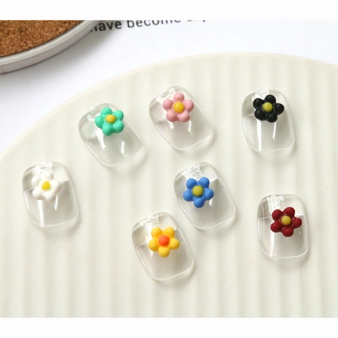 Acrylic Smiley Face Flower DIY Accessories Colorful Daisy Sunflower Charms For Jewelry Making Hair Clips Phone Case Decoration
