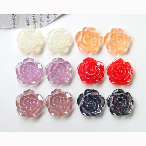 Japanische Perlmutt Irisierende AB Gold Rose Harz Blume Cabochons DIY Schmuckherstellung Bastelzubehör Für Handyhülle Dekor