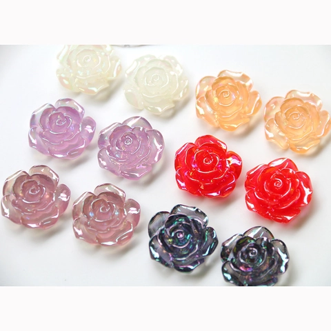 Japanische Perlmutt Irisierende AB Gold Rose Harz Blume Cabochons DIY Schmuckherstellung Bastelzubehör Für Handyhülle Dekor