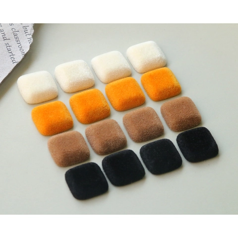 Bottoni in Resina Quadrati Floccati Accessori per Artigianato DIY per Cappotto Fermagli per Capelli Decorazione Custodia Cellulare Stile Ins Minimalista