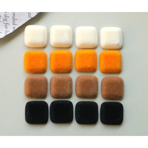 Bottoni in Resina Quadrati Floccati Accessori per Artigianato DIY per Cappotto Fermagli per Capelli Decorazione Custodia Cellulare Stile Ins Minimalista