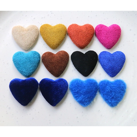 Botones Acolchados en Forma de Corazón de Felpa de Lana de Imitación Material de Bricolage para Abrigo Horquilla Funda de Teléfono