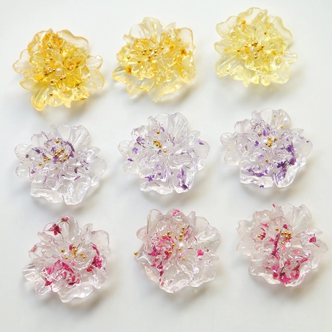 Elegant Resin Flower Charms With Embedded Dried Flowers And Gold Beads DIY Jewelry Making Craft Materials For Earrings Hair Clips