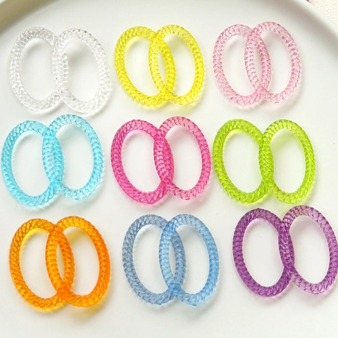 DIY Acrylic Spiral Twist Oval Ring Link Connector For Earring Hairpin Phone Case Decoration Candy Color Jewelry Making Material