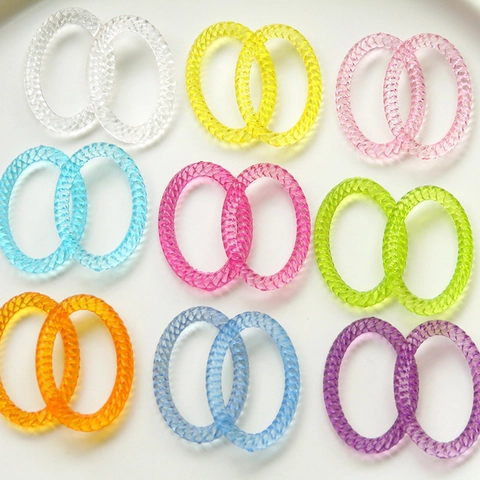 DIY Acrylic Spiral Twist Oval Ring Link Connector For Earring Hairpin Phone Case Decoration Candy Color Jewelry Making Material