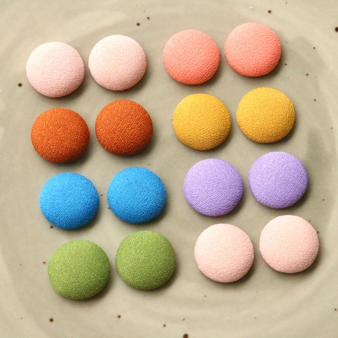 Round Colorful Cotton Fabric Covered Buttons For DIY Clothing Coat Accessories Earring Jewelry Making Handmade DIY Supplies