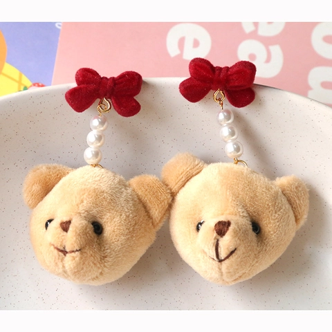 Simpatica Testa di Orso in Peluche 3D Accessorio per Gioielli Fai-da-te per Orecchini Fermagli per Capelli Decorazione Custodia Telefono