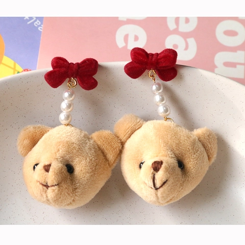 Simpatica Testa di Orso in Peluche 3D Accessorio per Gioielli Fai-da-te per Orecchini Fermagli per Capelli Decorazione Custodia Telefono