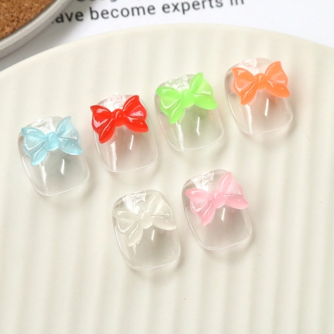 Ciondoli per Nail Art con Fiocco in Resina Jelly Notturna Accessori per Gioielli Fai da Te Luminosi per Cover di Telefoni Fermagli per Capelli