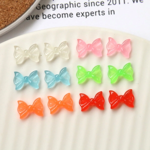 Ciondoli per Nail Art con Fiocco in Resina Jelly Notturna Accessori per Gioielli Fai da Te Luminosi per Cover di Telefoni Fermagli per Capelli