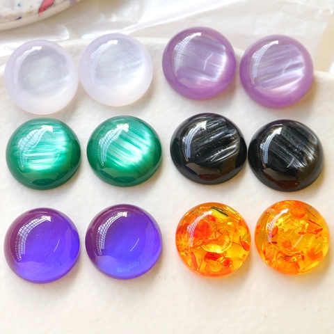 Cabochon in Resina Effetto Occhio di Gatto Aurora Tondo con Retro Piatto per Fai da Te Creazione Gioielli Orecchini Fermagli