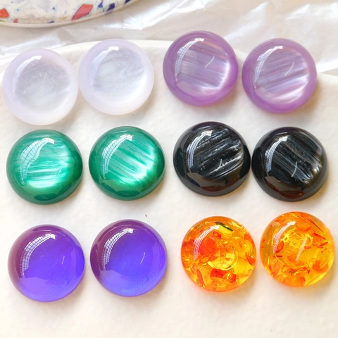 Cabochon in Resina Effetto Occhio di Gatto Aurora Tondo con Retro Piatto per Fai da Te Creazione Gioielli Orecchini Fermagli