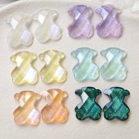 Dijes de Oso de Resina con Brillo Facetado para Fabricación de Joyas DIY Pendientes Pinzas para el Cabello Colgantes de Resina de Animales