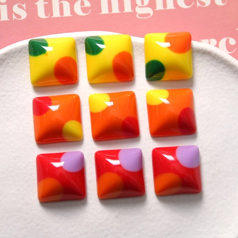 Japanischer Stil Geometrisch Quadratisch Punktmuster Harz Anhänger Bunter Spleißflicken Für DIY Schmuck Ohrringe Haarklammern Materialien