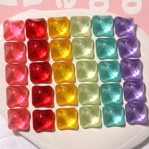 Amuletos de Resina de Ondulación de Agua Cuadrados Con Brillo Color de Caramelo Accesorios de Joyería DIY