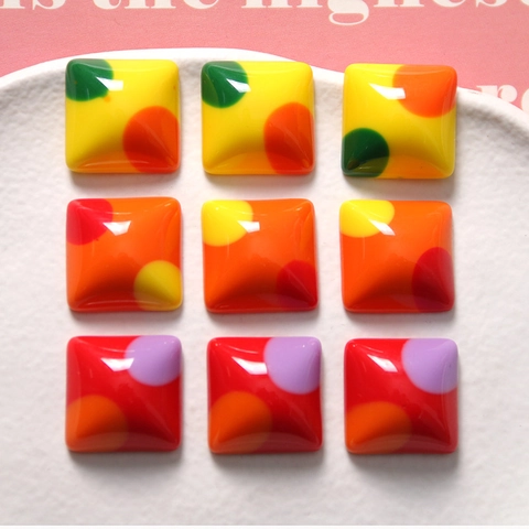 Japanischer Stil Geometrisch Quadratisch Punktmuster Harz Anhänger Bunter Spleißflicken Für DIY Schmuck Ohrringe Haarklammern Materialien