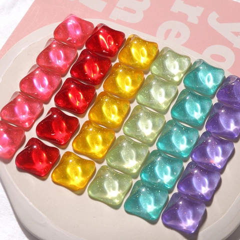 Amuletos de Resina de Ondulación de Agua Cuadrados Con Brillo Color de Caramelo Accesorios de Joyería DIY