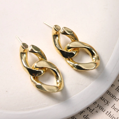 Retro Legierung Geometrische Kettenglieder Schmuckzubehör Gold Metallisch Chunky Stil DIY Accessoire Komponenten Für Damen Ohrringe
