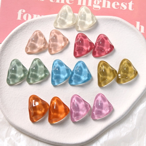 Ins Style Water Ripple Triangle Resin Patches Colorful DIY Accessories For Earring Hairpin Phone Case Decoration Multi Color