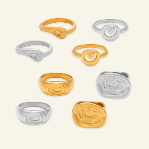 Minimalist Titanium Steel Spiral Ring For Women 18K Gold Plated Geometric Band Ring Stackable Vintage Jewelry Gift